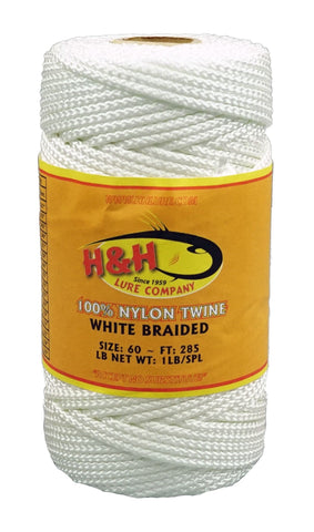 1 lb. Braided Nylon Twine - Green / White - H&H Lure Company