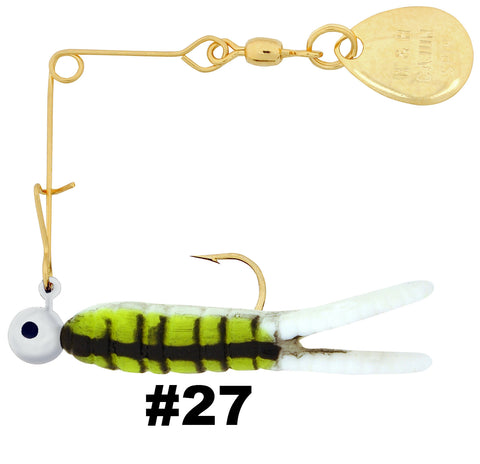 Betts 021ST-45N Spin Split Tail Rigged With Exxtra Bait, Size 1/32, 1-Inch  Length, June Bug with Chartreuse Tail Finish