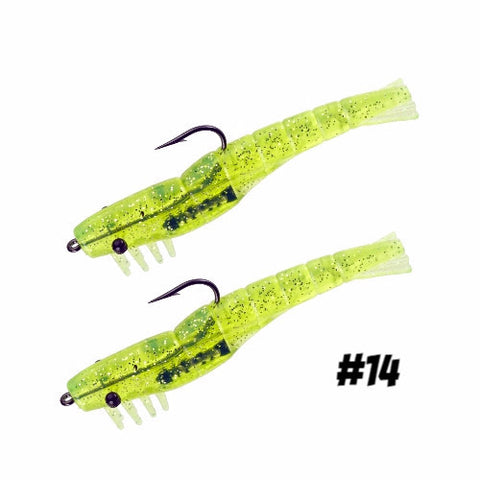 dr double fishing hook TKO Shrimp Double Rigs #160 (Blue Moon / Chartreuse Tail)