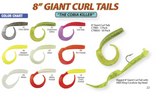 8" Giant Curl Tails - H&H Lure Company