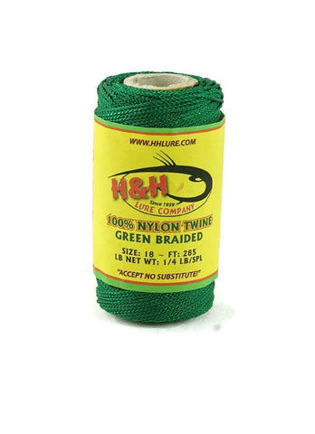 1/4 lb. Braided Nylon Twine - Green / White– H&H Lure Company