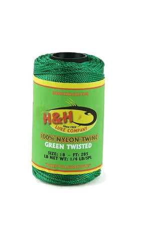 1/4 lb. Braided Nylon Twine - Green / White– H&H Lure Company